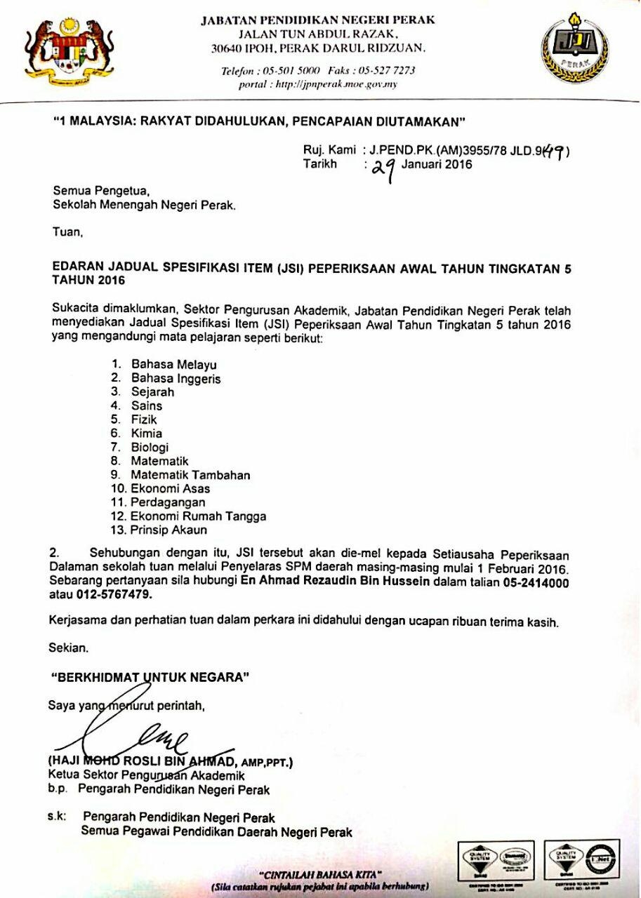 Contoh Surat Rasmi Untuk Kerajaan Malaysia